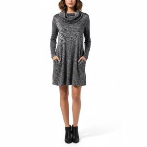 Vine Street Crushed Velvet Mock Neck Gray Dress Small Quiet Luxury Winter